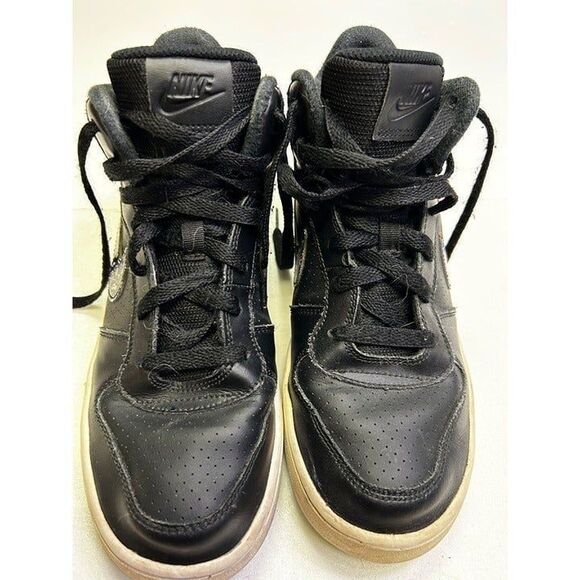 Nike Air Force black high tops with a pebbled looking swoosh  Size 7Y - Picture 7 of 9